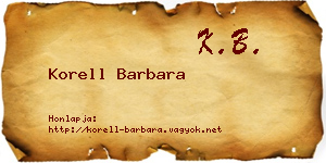 Korell Barbara névjegykártya